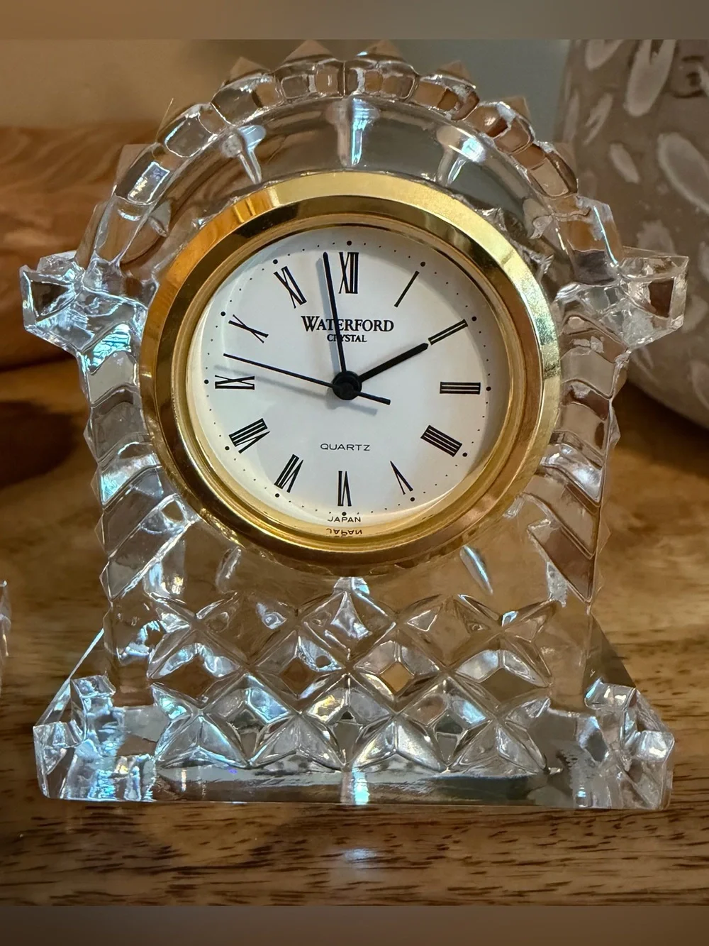 ✨Waterford Crystal Desk Clocks Set of 2 Vintage 3” Quartz Gold Trim✨ Set of 2.
